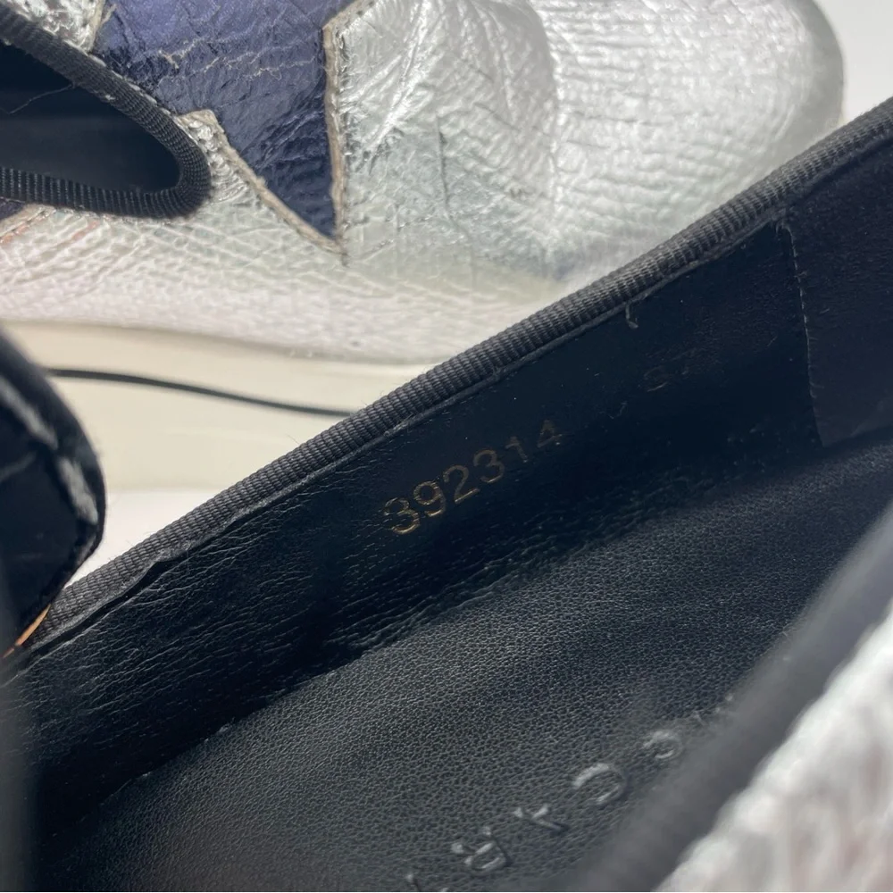 STELLA MCCARTNEY Silver Metallic Faux Leather Binx Star Platform Sneaker Bowie